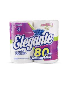 PAPEL HIGIENICO FAMILIAR (4U*80MTS) ELEGANTE MAX ALOE VERA S/H *UNID.