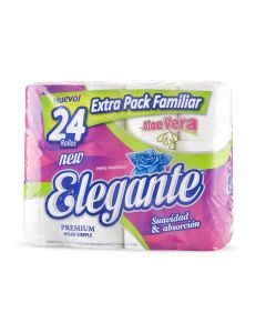 PAPEL HIGIENICO FAMILIAR.(24U*30MTS) ELEGANTE ALOE VERA S/H *UNID.