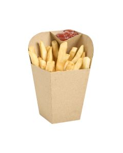 CAJA DELIVERY BIOHZ PAPAS FRITAS CONTENEDOR KRAFT C/DIPPER (15*7.5*9.5CM) *375UNID