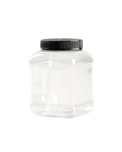 FRASCO PLASTICO CRISTAL 750CC (24OZ) CUADRADO CON TAPA ROSCA AZUL PAQ*6UNID